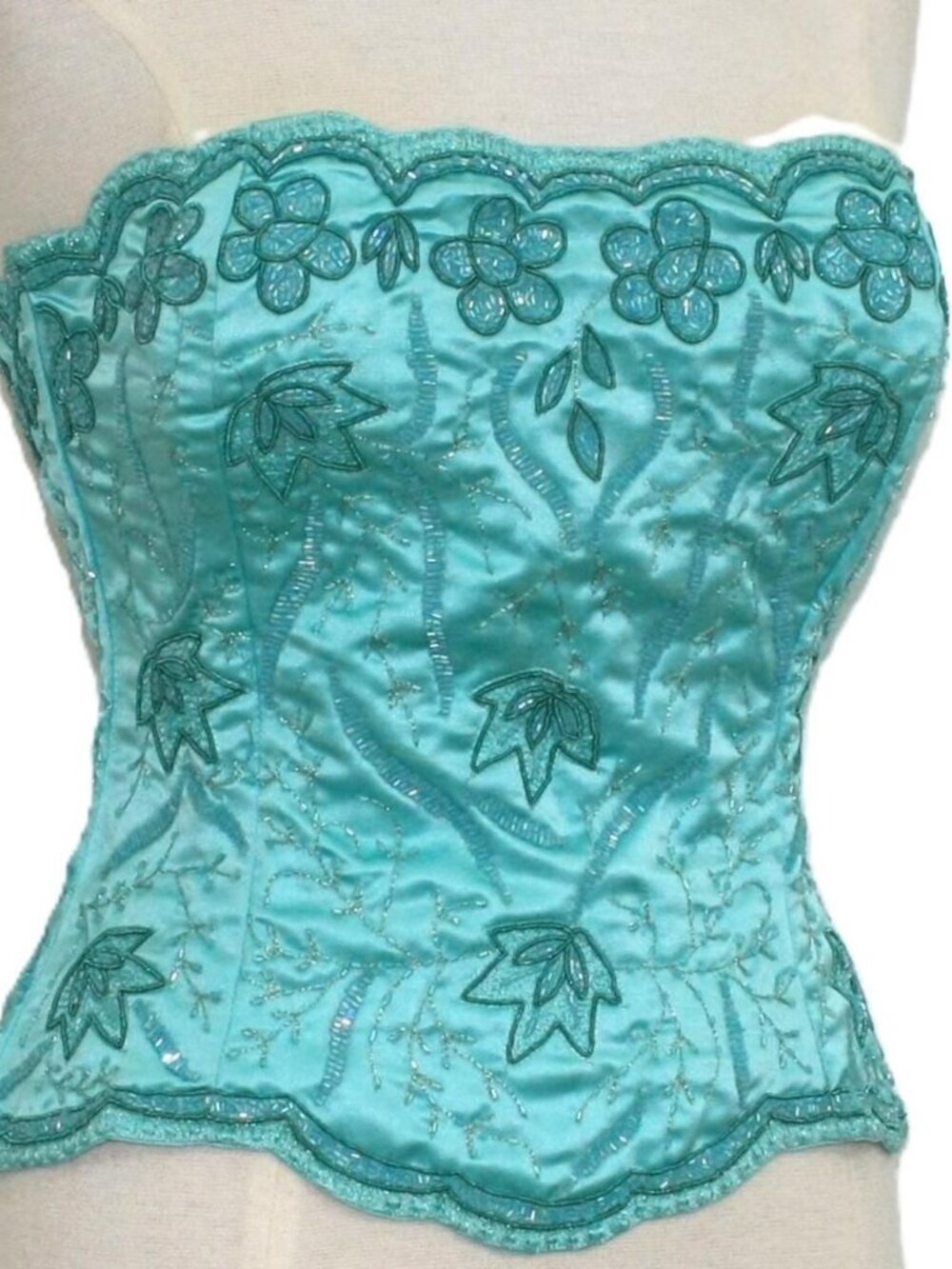 JASDEE Vintage Bustier Corset Hand Work Beading Embroidery On Satin Style F3152